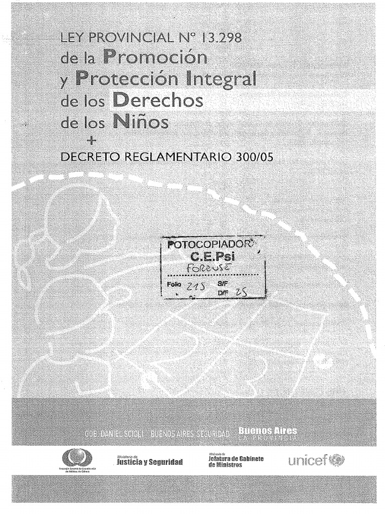 Ley 13298 de Promocion y Proteccion de Los Derechos Del Niño PDF | PDF