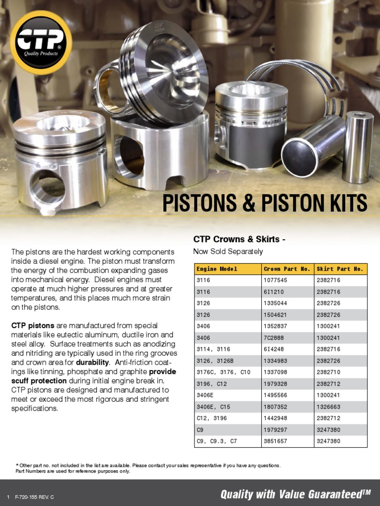 Diesel Engine Piston Kits Overview | PDF | Engines | Diesel Engine
