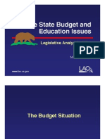 The State Budget and Education Issues: Legislative Analyst's Office