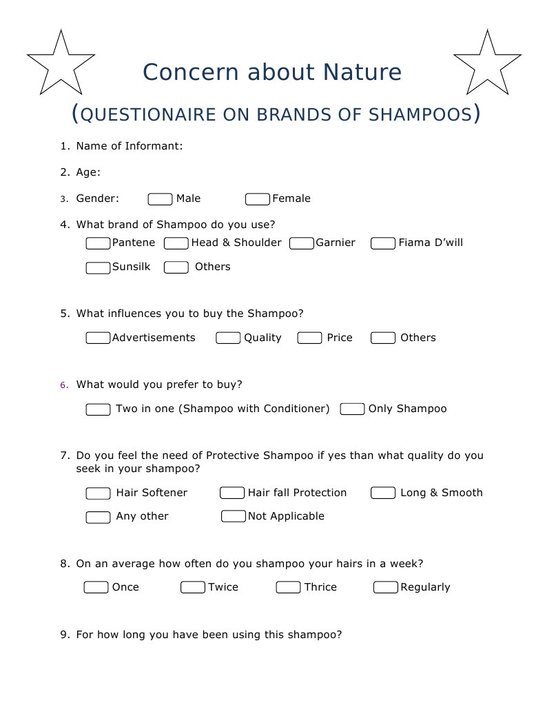 Shampoo Questionnaire