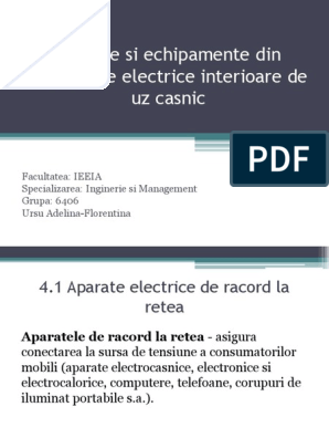 Aparate Si Echipamente Din Instalatiile Electrice Interioare de Uz Casnic |  PDF