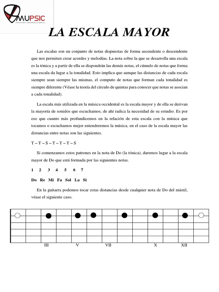 Estructura y Patrones de la Escala Mayor | PDF | Escala (música ...