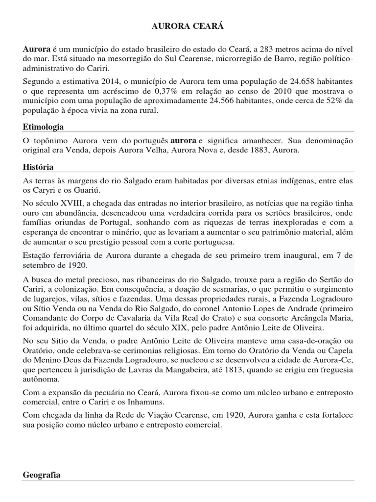 Aurora Ceará (História) PDF