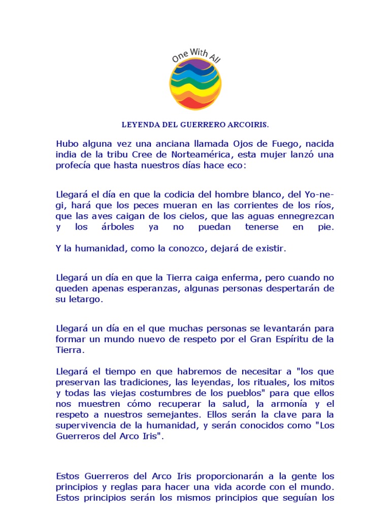 La Leyenda de los Guerreros del Arco Iris | PDF | Arco iris | Amor