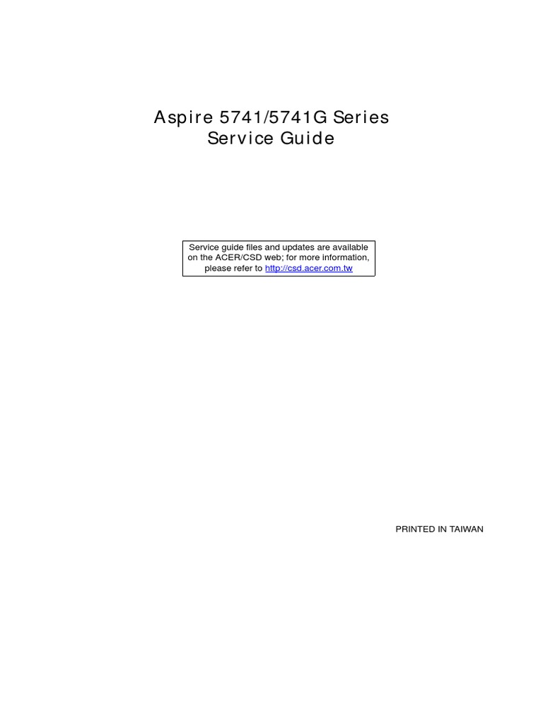 Acer Aspire 5741, 5741g Series Service Guide | Blu Ray | Keyboard Shortcut