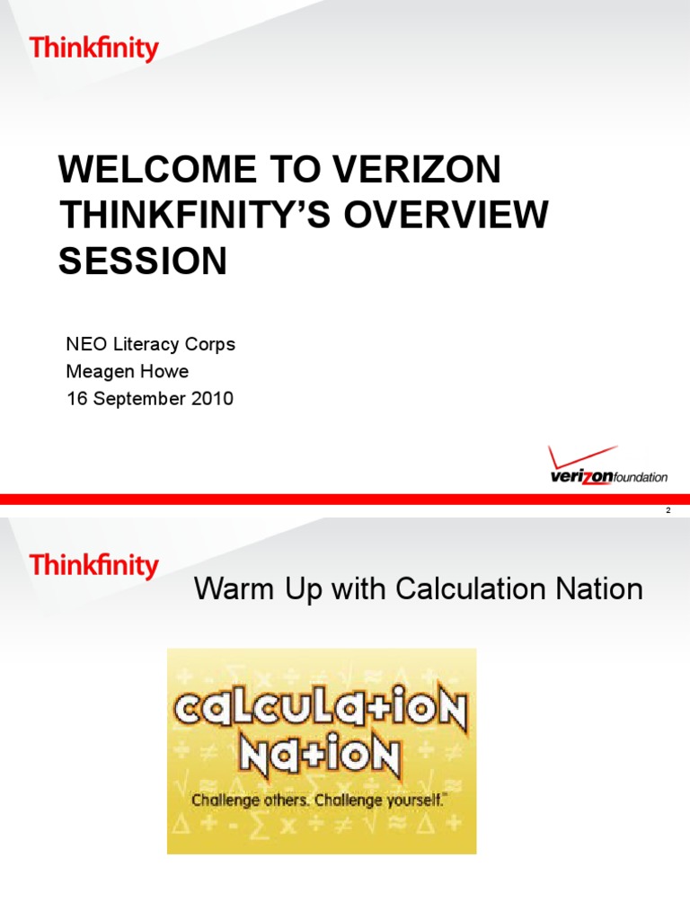 Welcome To Verizon Thinkfinity'S Overview Session: NEO Literacy Corps ...