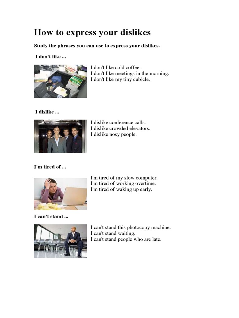 Expressing Workplace Dislikes | PDF | Language Arts & Discipline