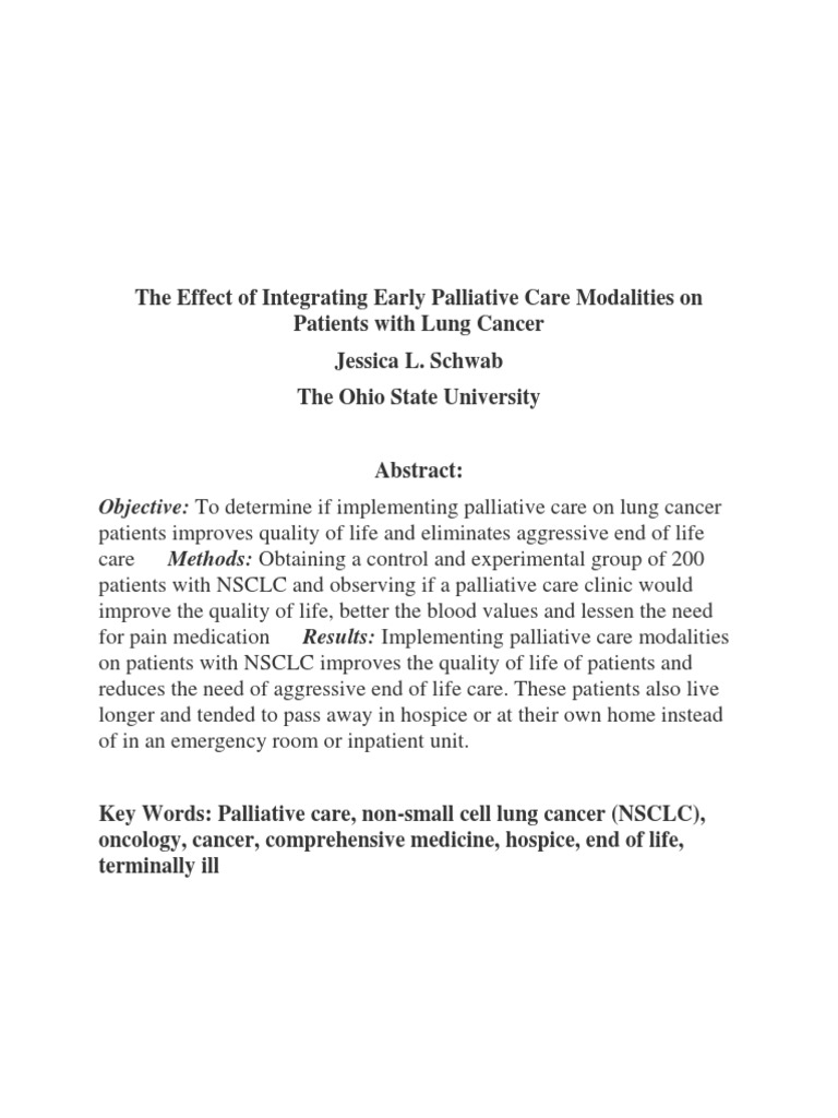 Early Palliative Care for Lung Cancer Patients | PDF | Palliative Care ...
