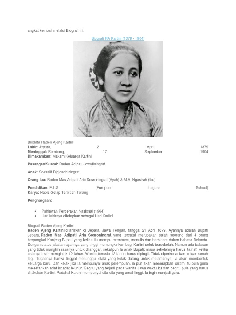 Biografi Ra Kartini