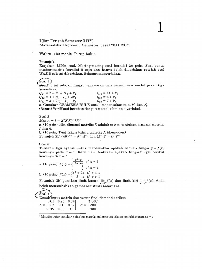 Matematika Ekonomi 1 Sekar