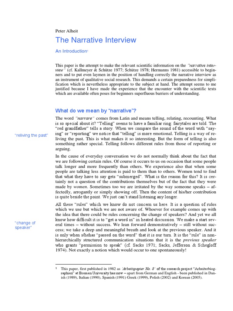 The Narrative Interview PDF Storytelling Jokes