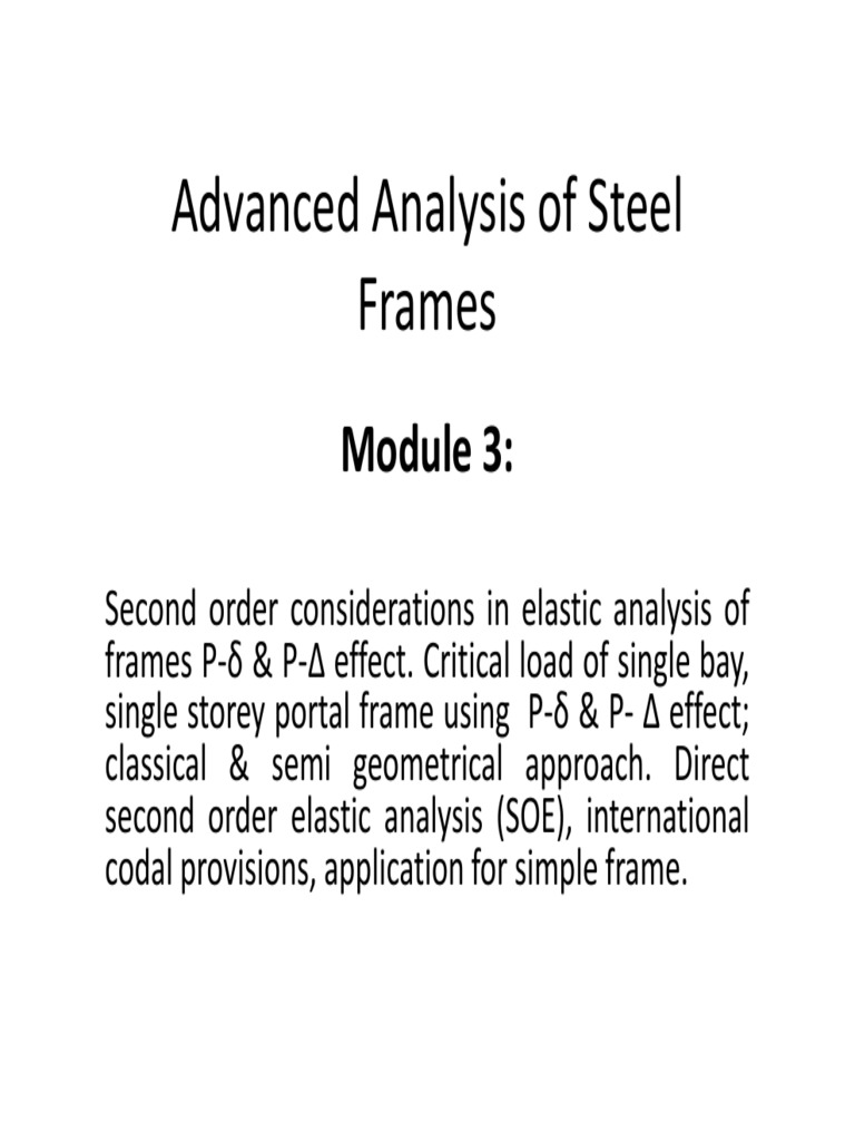 Advanced Analysis of Steel Frames | PDF | Elasticity (Physics) | Bending
