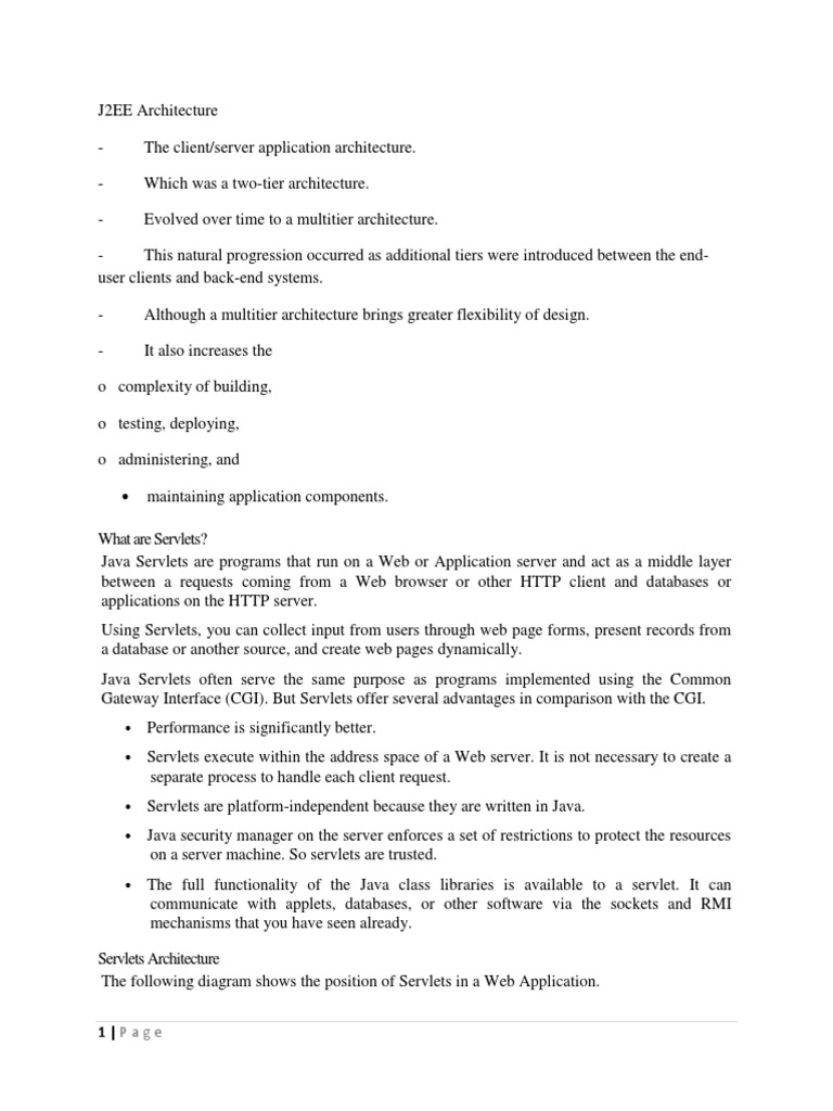 J2EE Architecture | PDF | Java Servlet | Java (Programming Language)