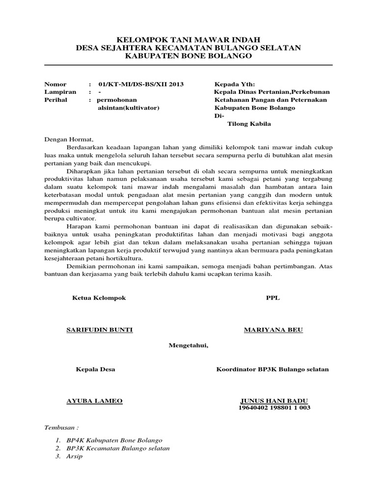 Contoh Proposal Cultivator - Simak Gambar Berikut