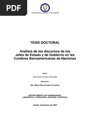 Tesis Análisis De Los Discursos De Los Jefes De Estadopdf - 