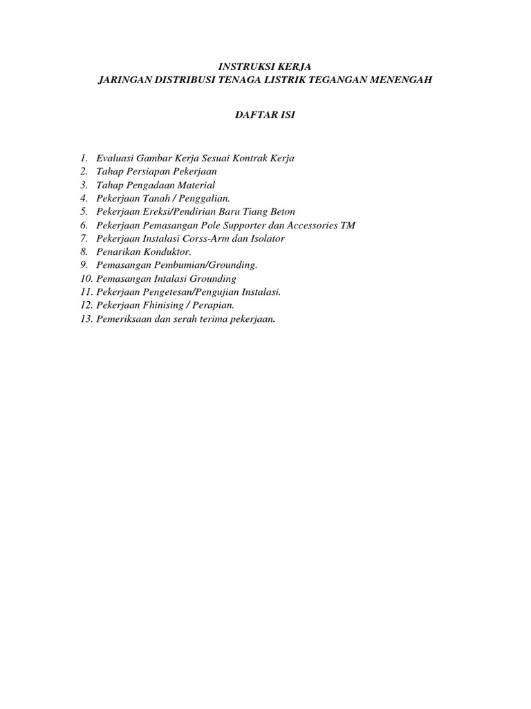 Instruksi Kerja Jaringan Listrik TM | PDF | Teknologi & Rekayasa