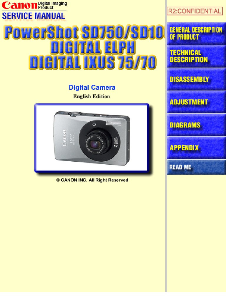 CANON PowerShot SD10, PowerShot SD750, Digital Elph, Digital Ixus 70