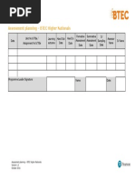 Assessment Planning - BTEC Higher Nationals