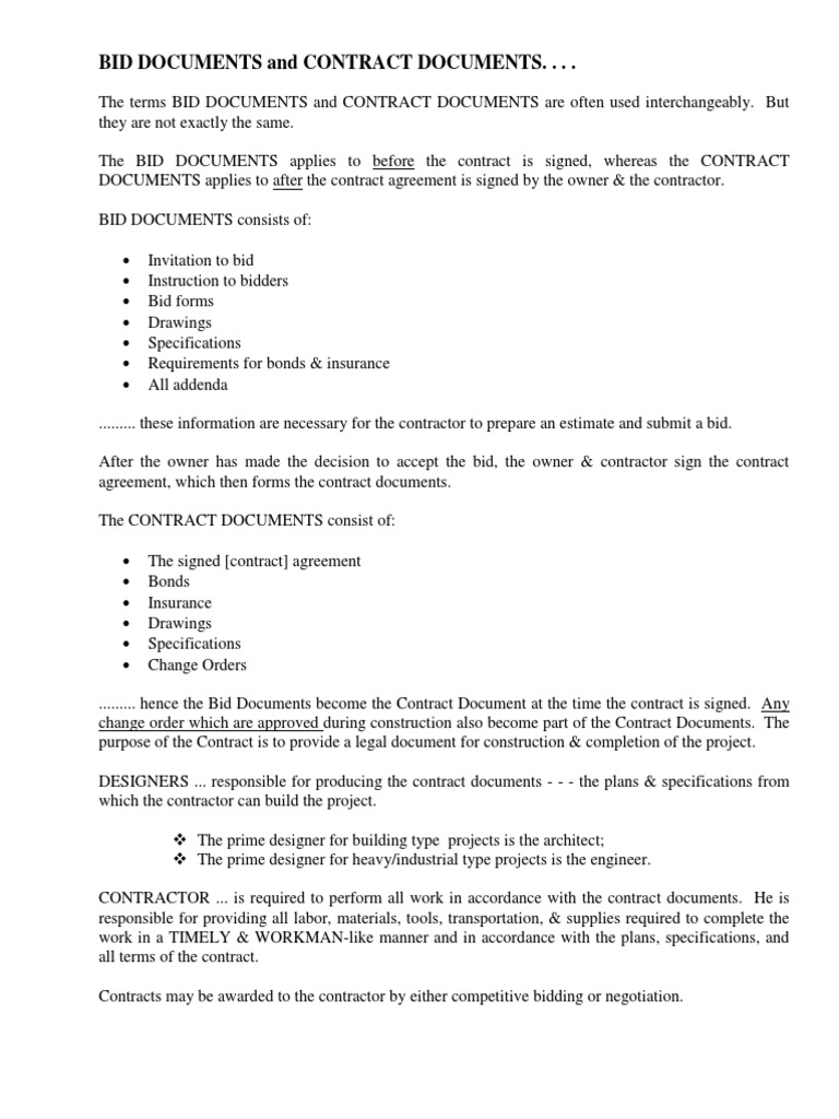 Bid Documents | PDF | General Contractor | Specification 