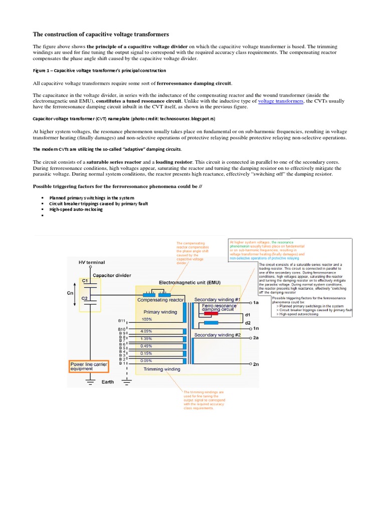 Capacitive Voltage Transformer Overview | PDF | Capacitor | Transformer
