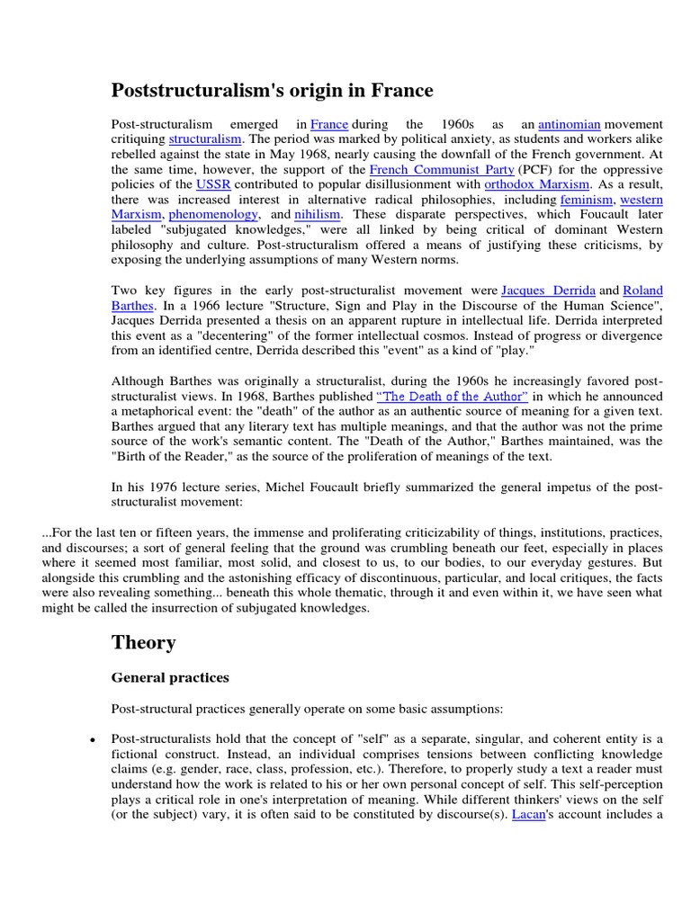 Poststructuralism PDF Literary Criticism Truth