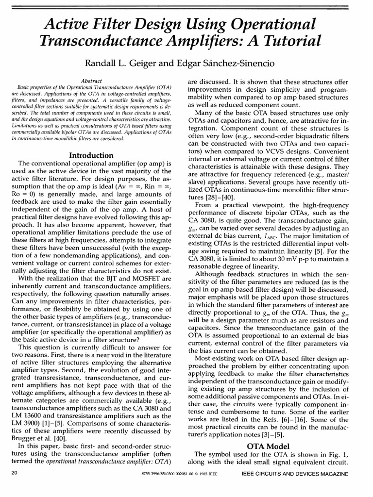 Geiger 1985 | PDF | Amplifier | Operational Amplifier