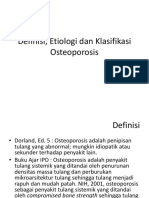 Definisi, Etiologi dan Klasifikasi Osteoporosis