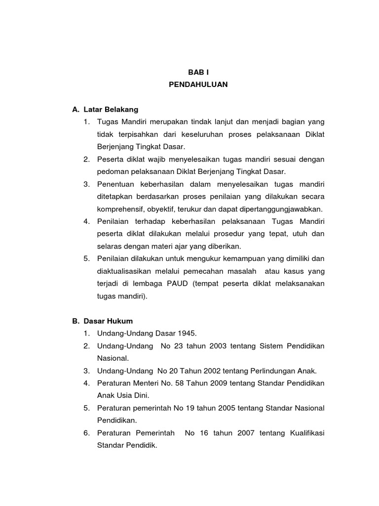 364223795 Contoh Laporan Tugas Mandiri Diklat Berjenjang Tingkat Lanjut