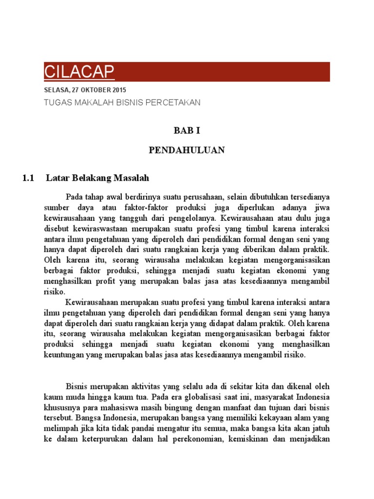 Bisnis Percetakan Makalah Perilaku Konsumen