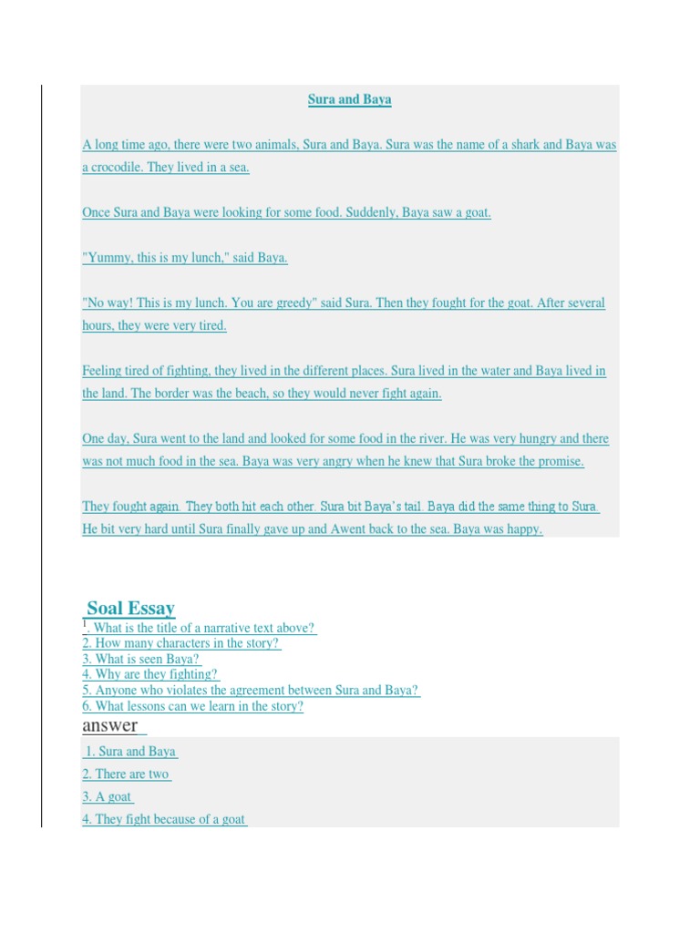 Soal Essay Answer Leisure