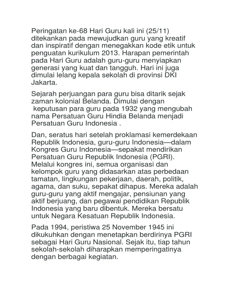 Karangan Tentang Hari Guru Menurut wikipedia plagiarisme adalah suatu kegiatan penjimplakan atau pengambilan karangan pendapat dan sebagainya dari orang lain dan menjadikannya seolah karangan dan pendapat sendiri.