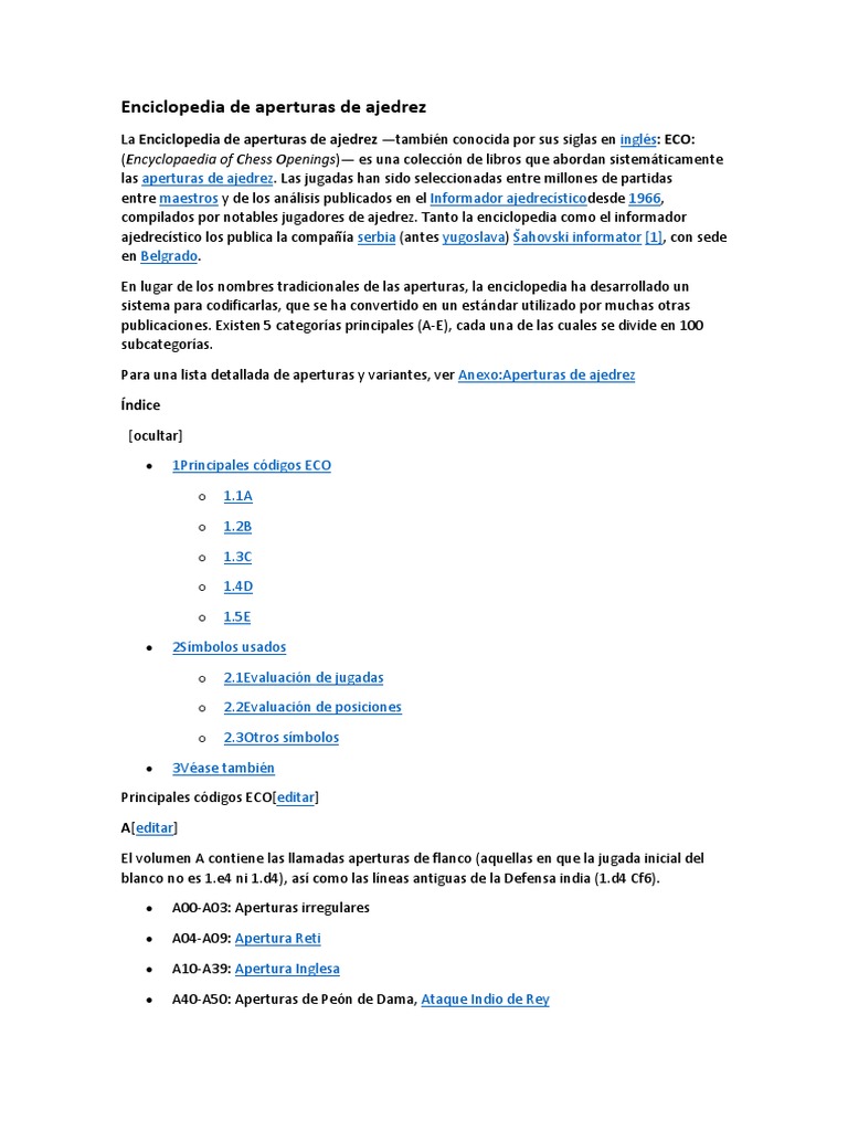 Enciclopedia De Aperturas De Ajedrez Pdf