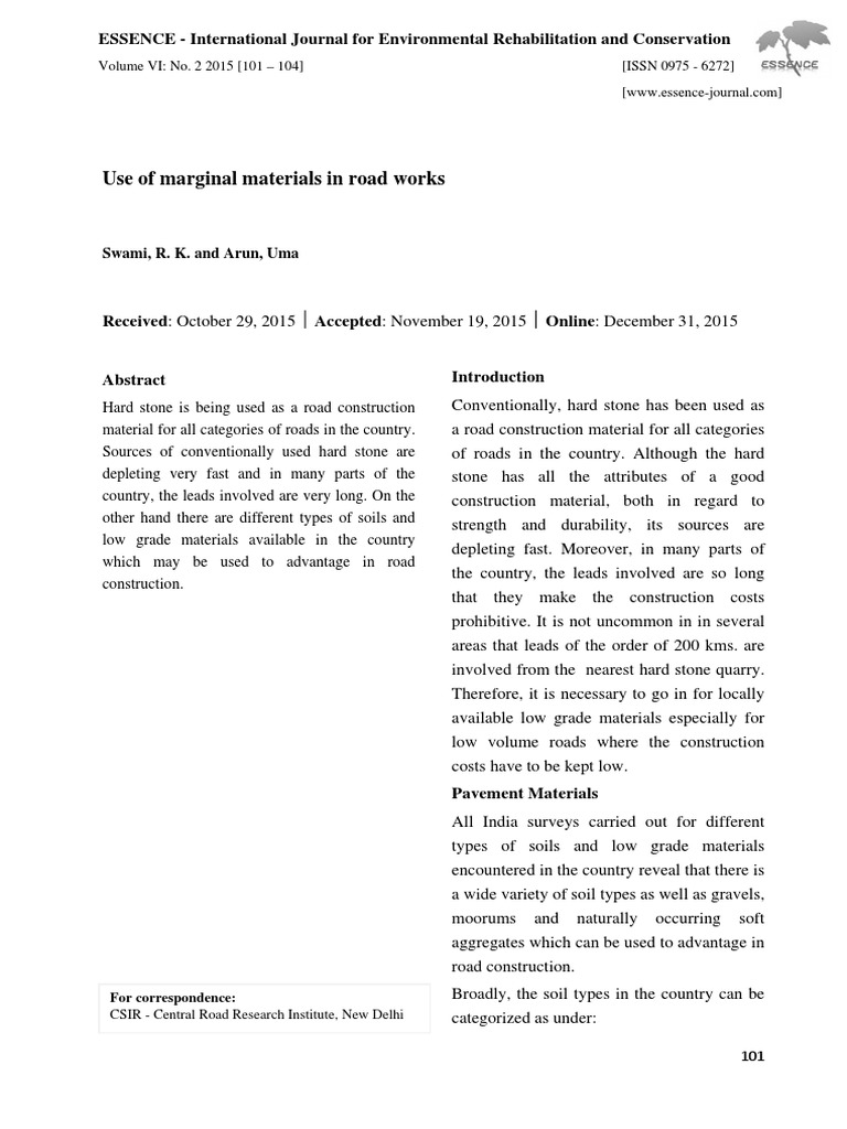 Use of Marginal Materials in Road Works | PDF | Construction Aggregate ...