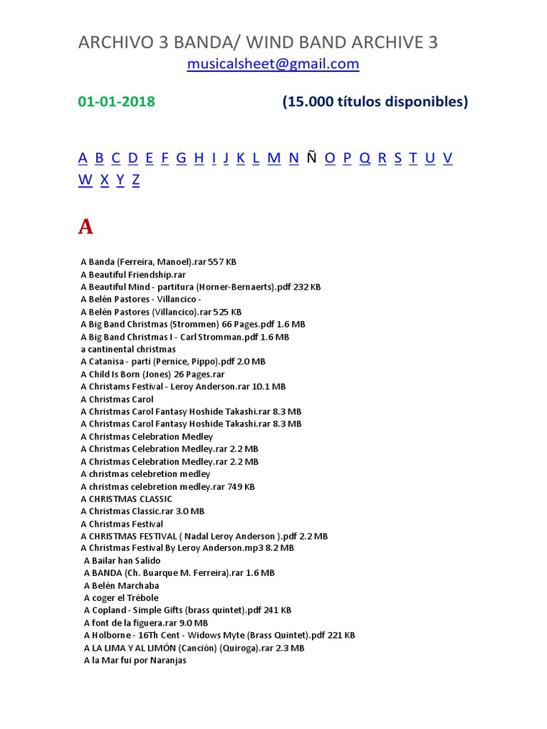 Musicalsheet Archivo Banda 3 - Wind Band Sheet Music Archive 3 | PDF