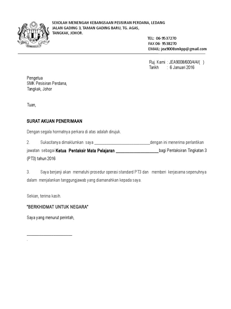 Surat Lantikan Pentaksiran Tingkatan 3 Pdf