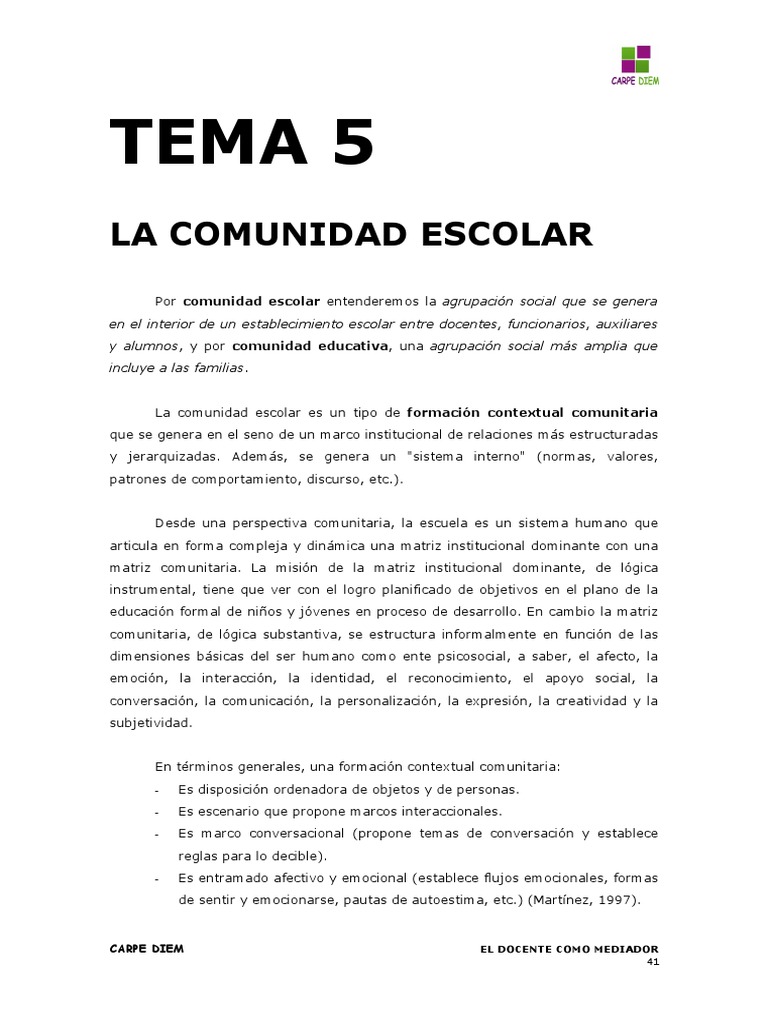 La Comunidad Escolar: Definición y Funciones | PDF | Maestros | Aparición