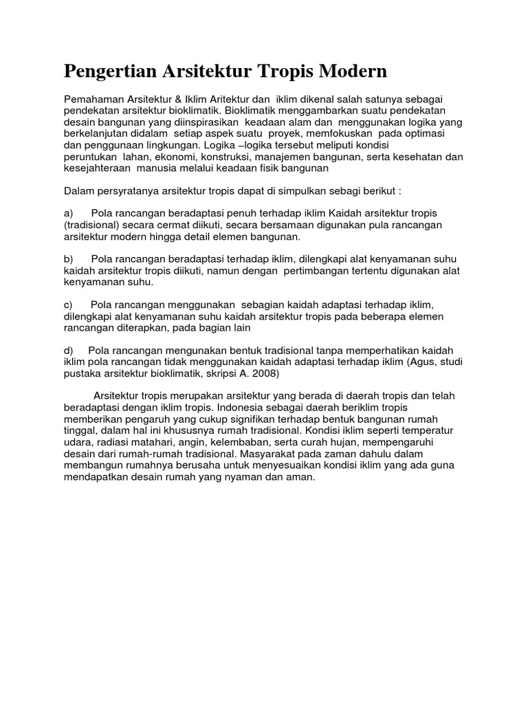 Skripsi Arsitektur Tropis Ide Judul Skripsi Universitas