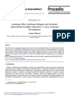 Learning Styles, Teaching Strategies and Academic Achievement in Higher Education: A Cross-Sectional Investigation