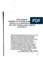 Del Poder Cuerpo Al Poder Soberano: Hacia La Construcción de Una Teoría Del Sujeto Político