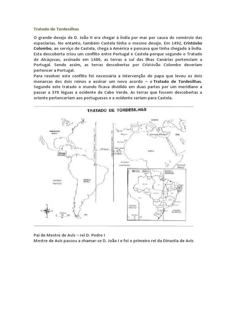 Tratado de Tordesilhas: Divisão do Mundo | PDF | Turismo na Europa ...