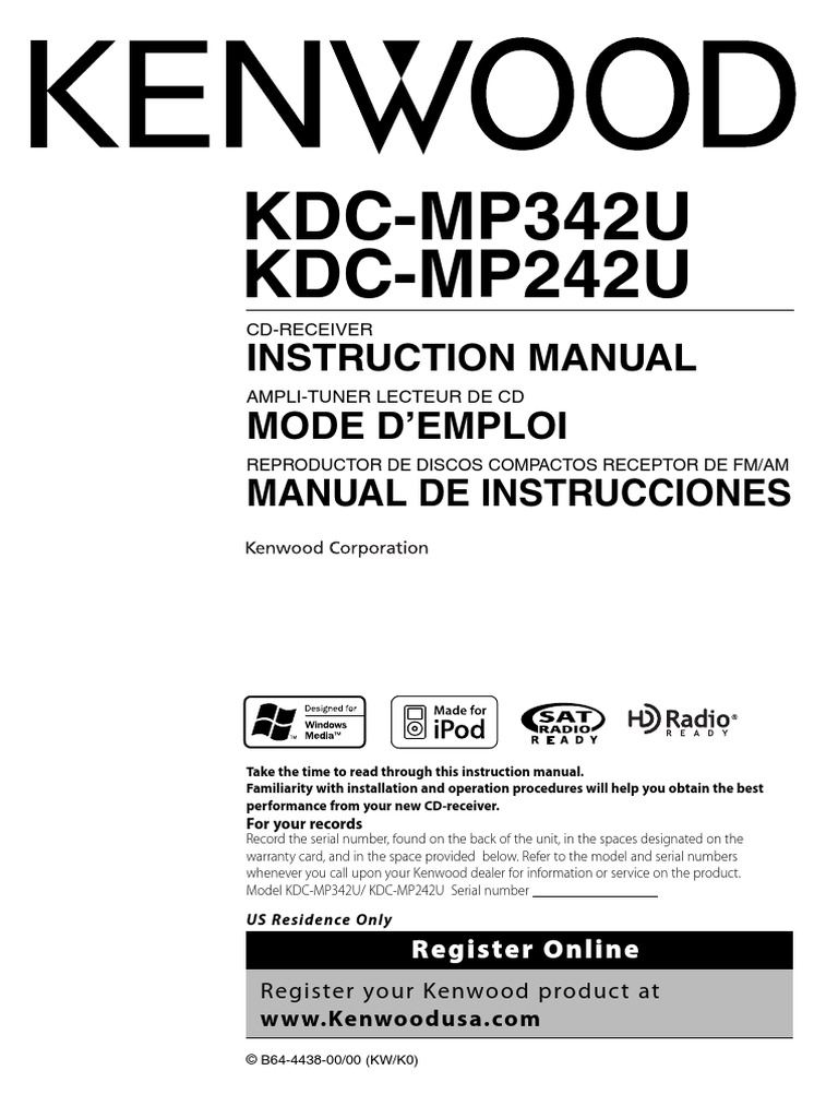 Kenwood KDCMP342U Manual PDF Compact Disc I Pod