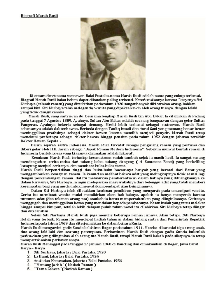 Biografi Marah Rusli