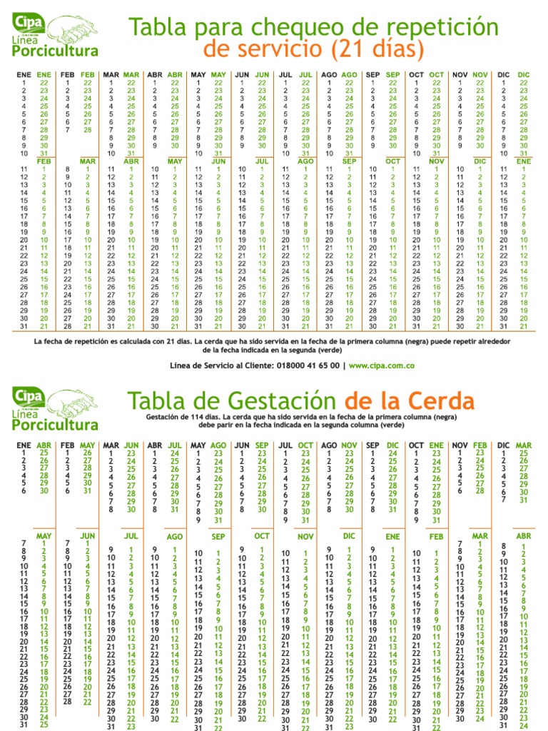 Tabla Gestacion Cerdas v1 Clima Deportes Prueba gratuita de 30