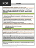 Activity Plan: Curriculum Connections