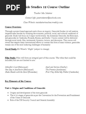 Genocide Studies 12 Course Outline Pdf Genocides Question