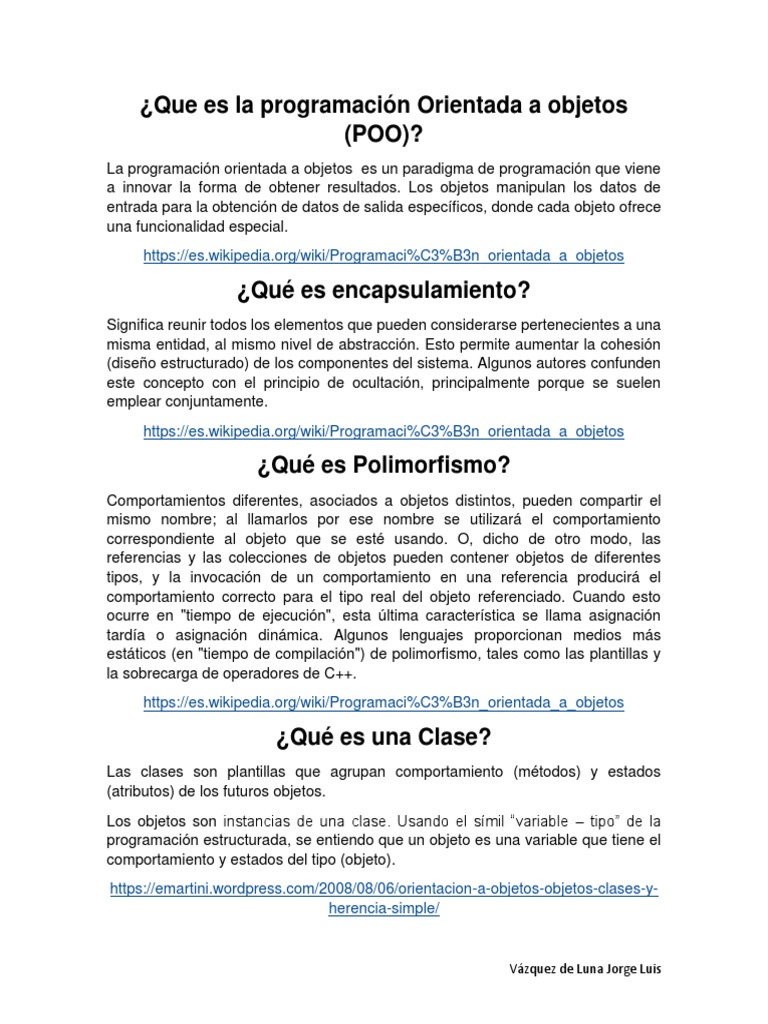 Que Es La Programación Orientada A Objetos | PDF | Objeto (informática ...