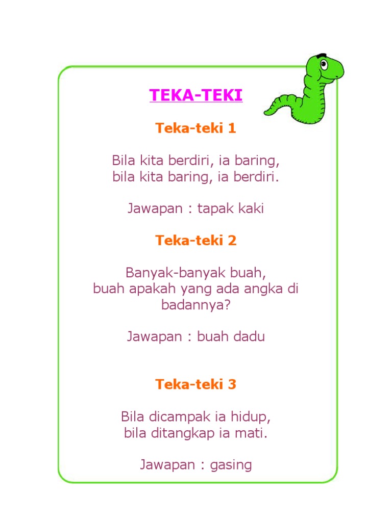 Teka Teki Pantun 2 Kerat