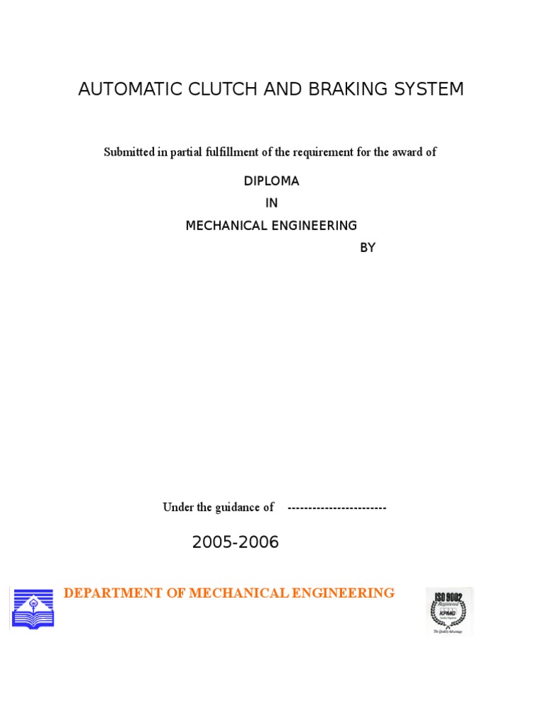 Automatic Clutch and Braking System. PDF Brake Microcontroller