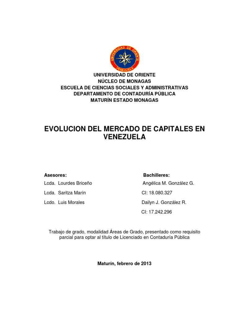Evolución del Mercado de Capitales en Venezuela | PDF | Bolsa ...