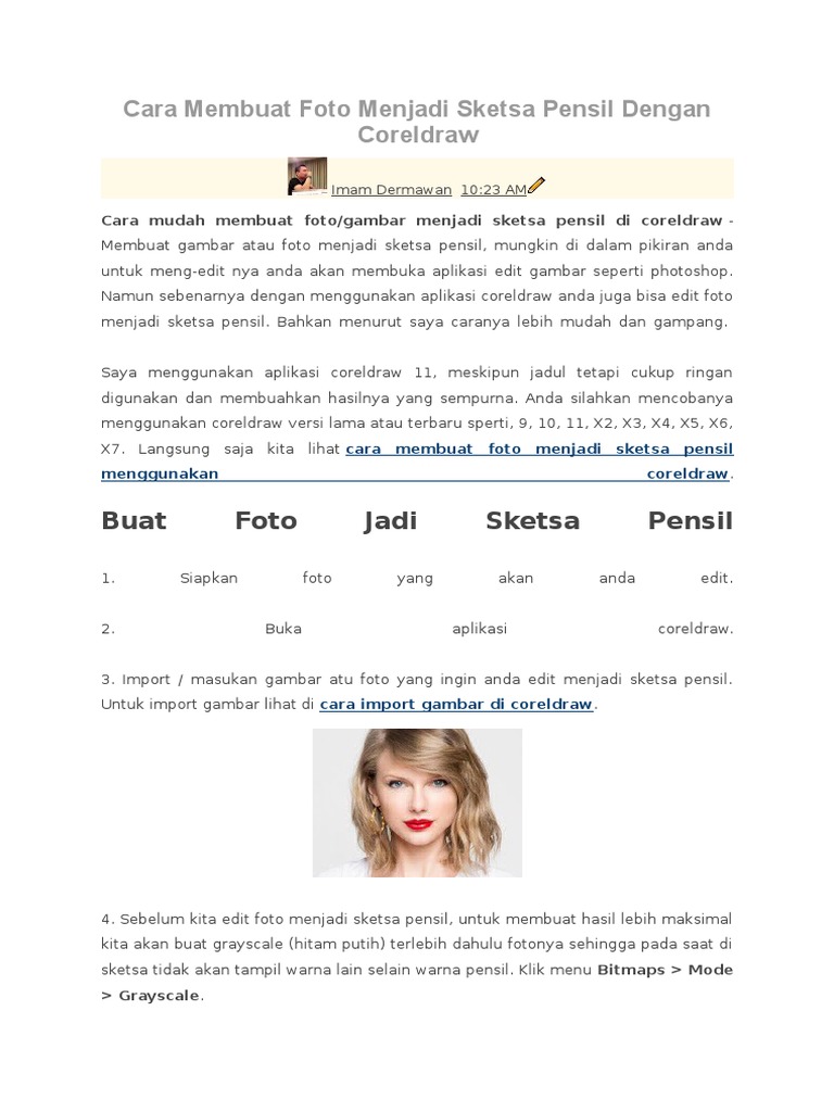 Cara Membuat Foto Menjadi Sketsa Pensil Dengan Coreldraw